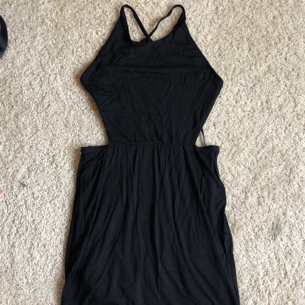 Black open back dress